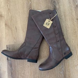 Born Brown Leather back Zip Knee High Boots